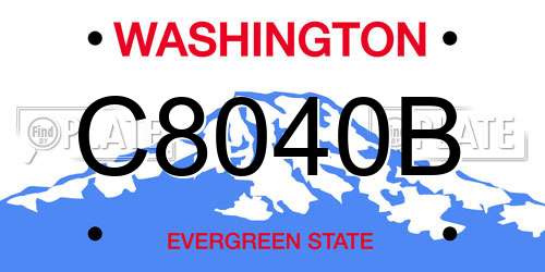 C8040B Washington License Plate