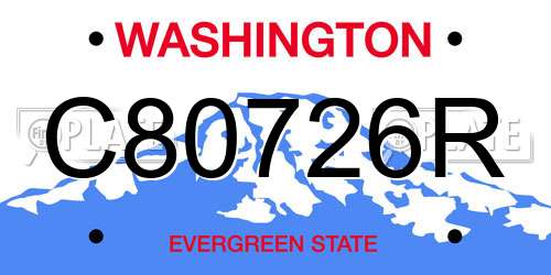 C80726R Washington License Plate