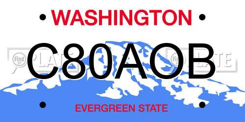 C80AOB Washington License Plate