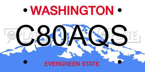 C80AQS Washington License Plate