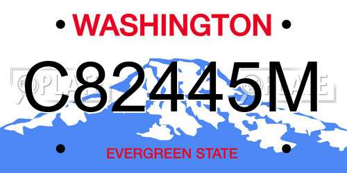 C82445M Washington License Plate