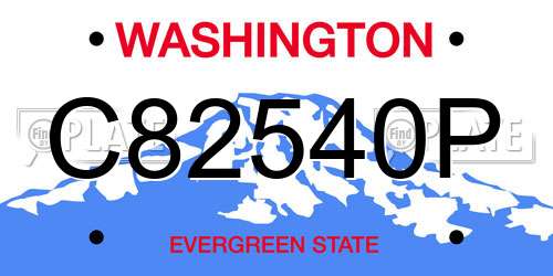 C82540P Washington License Plate