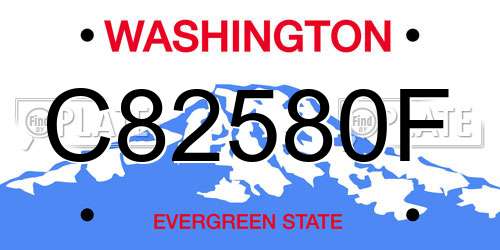 C82580F Washington License Plate