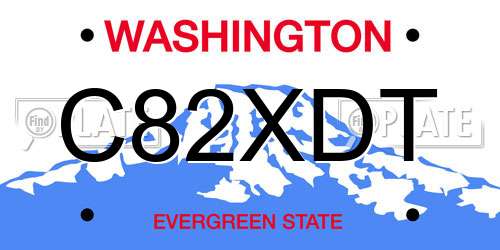 C82XDT Washington License Plate