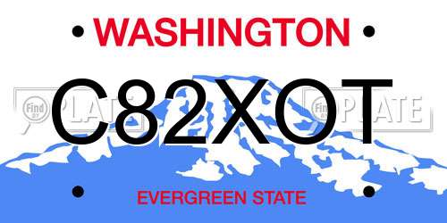 C82XOT Washington License Plate