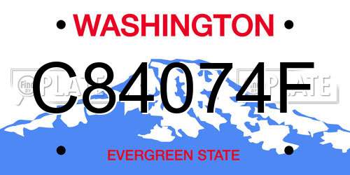C84074F Washington License Plate