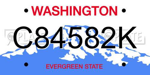 C84582K Washington License Plate