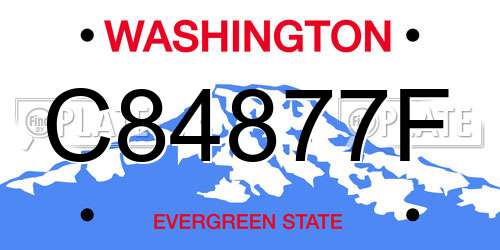 C84877F Washington License Plate