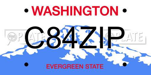 C84ZIP Washington License Plate