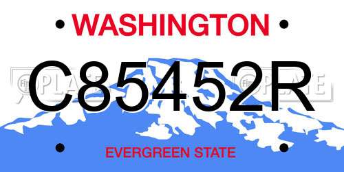 C85452R Washington License Plate