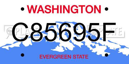 C85695F Washington License Plate
