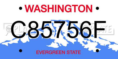 C85756F Washington License Plate