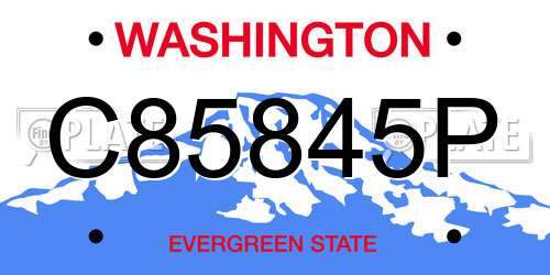 C85845P Washington License Plate
