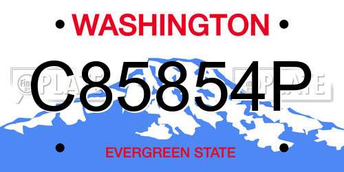 C85854P Washington License Plate