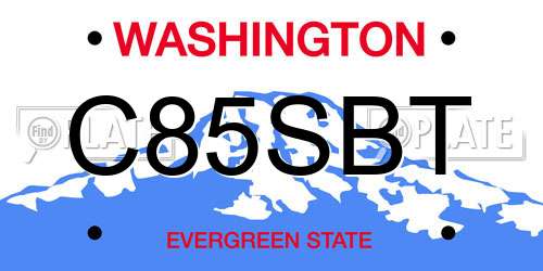 C85SBT Washington License Plate