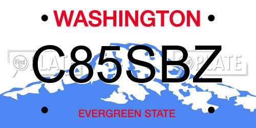 C85SBZ Washington License Plate