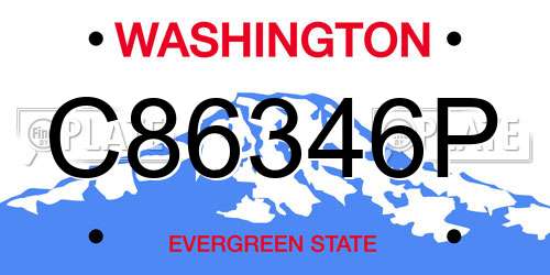 C86346P Washington License Plate