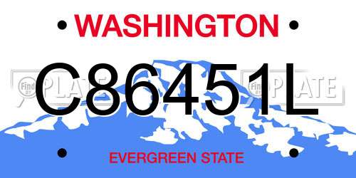 C86451L Washington License Plate