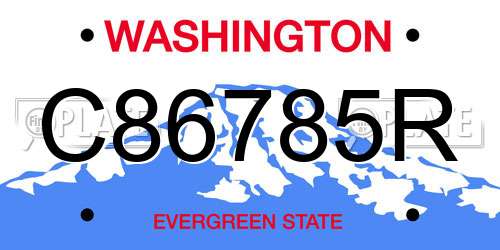 C86785R Washington License Plate