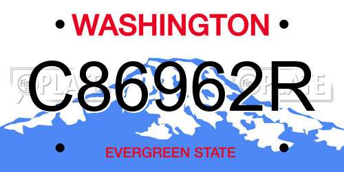 C86962R Washington License Plate