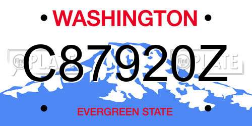 C87920Z Washington License Plate