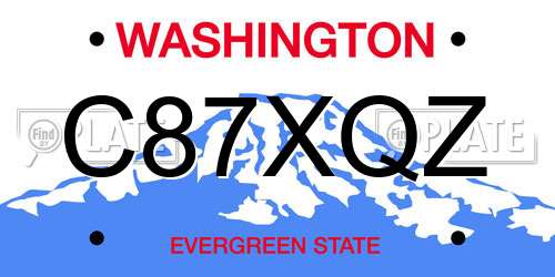 C87XQZ Washington License Plate