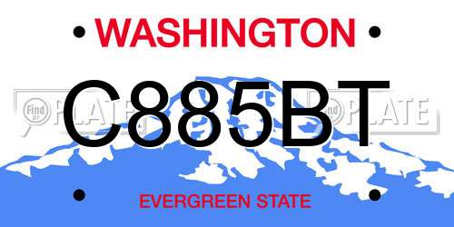 C885BT Washington License Plate
