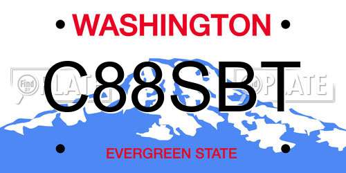 C88SBT Washington License Plate