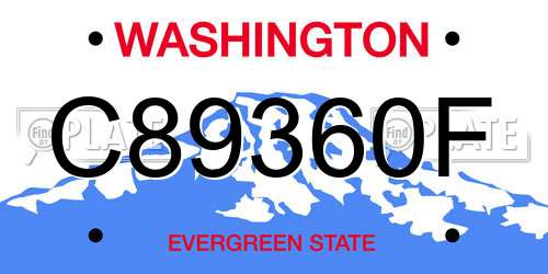 C89360F Washington License Plate