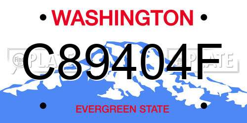 C89404F Washington License Plate