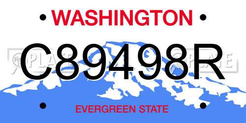 C89498R Washington License Plate
