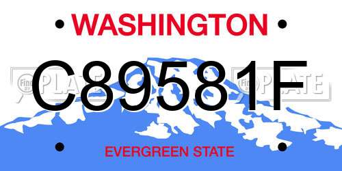C89581F Washington License Plate