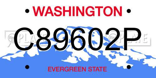 C89602P Washington License Plate
