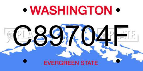 C89704F Washington License Plate