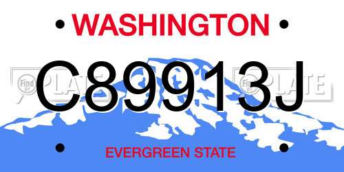 C89913J Washington License Plate