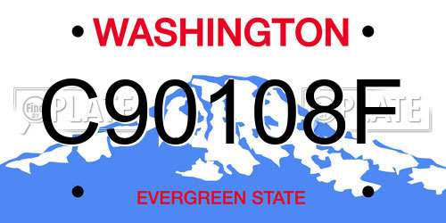 C90108F Washington License Plate
