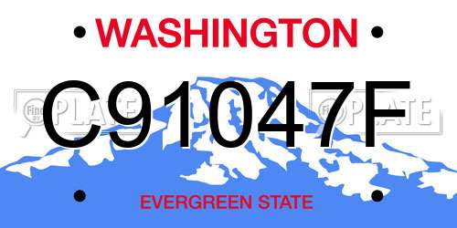 C91047F Washington License Plate