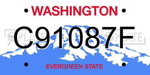 C91087F Washington License Plate