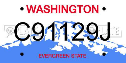 C91129J Washington License Plate
