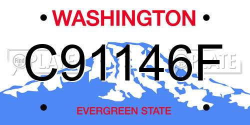 C91146F Washington License Plate