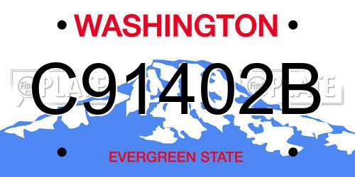 C91402B Washington License Plate