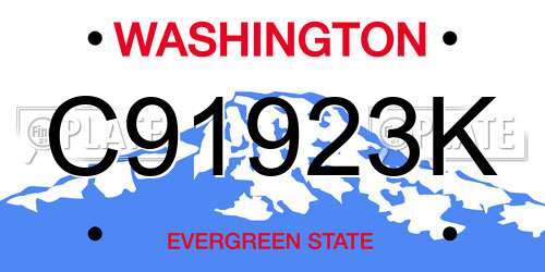 C91923K Washington License Plate