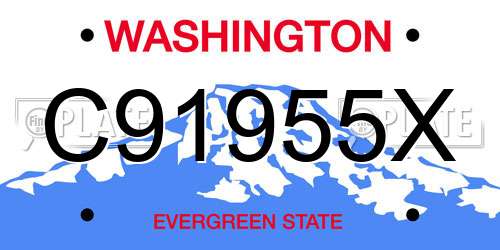 C91955X Washington License Plate