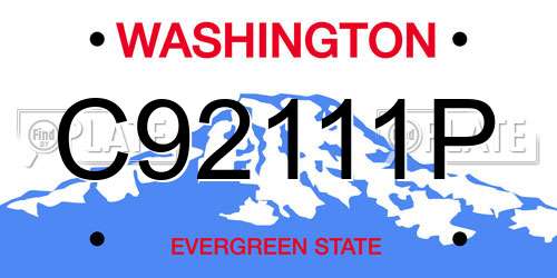 C92111P Washington License Plate