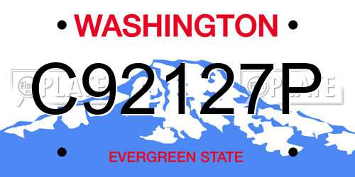 C92127P Washington License Plate