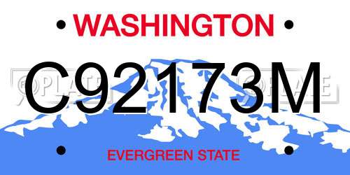 C92173M Washington License Plate