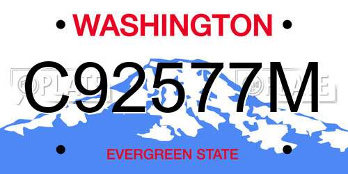 C92577M Washington License Plate