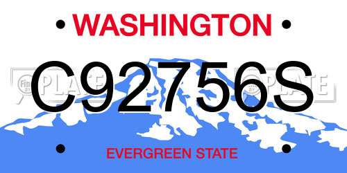 C92756S Washington License Plate