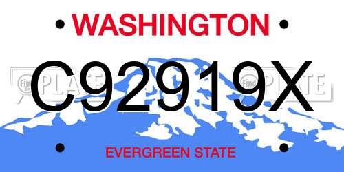 C92919X Washington License Plate