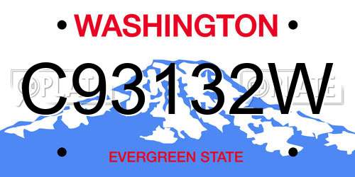 C93132W Washington License Plate